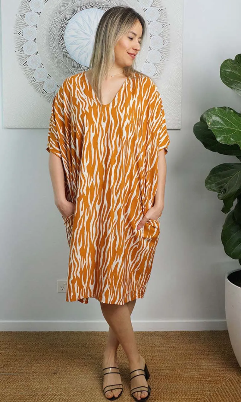 Rayon Dress Resort Zebra, More Colours