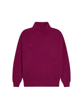 Recycled Cashmere Funnel-Neck Sweater—plum purple