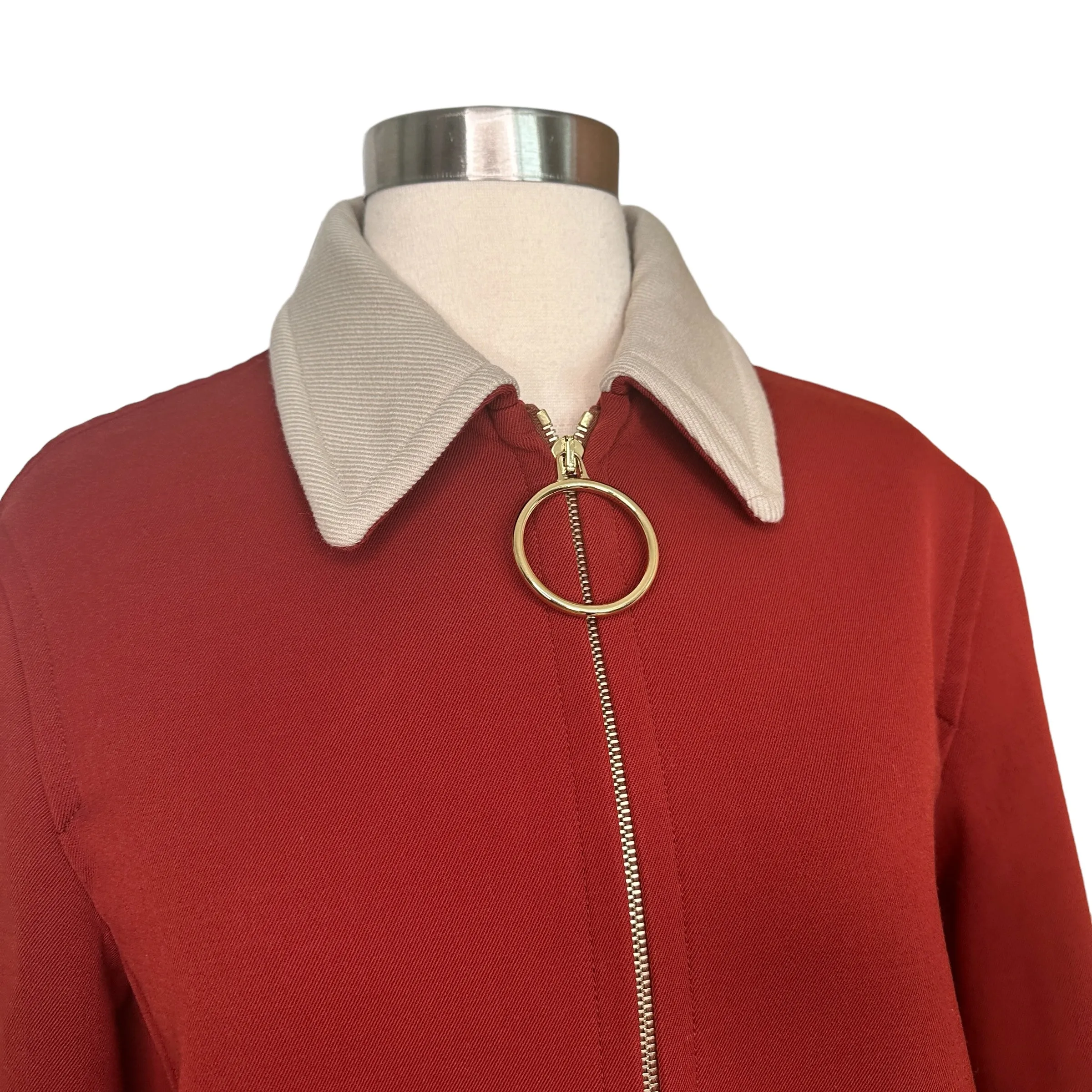 Red & Cream Wool Coat - S