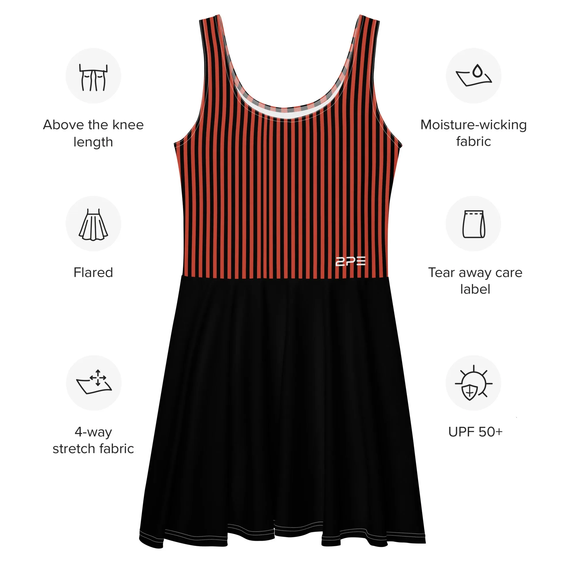 Red and Black Candy Stripes Tennis Dress