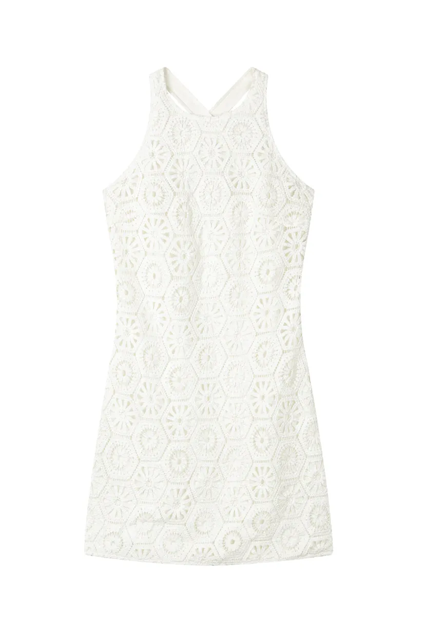 Renee Knit Dress - White Eyelet