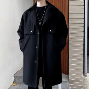 Retro Solid Button Trench Coat