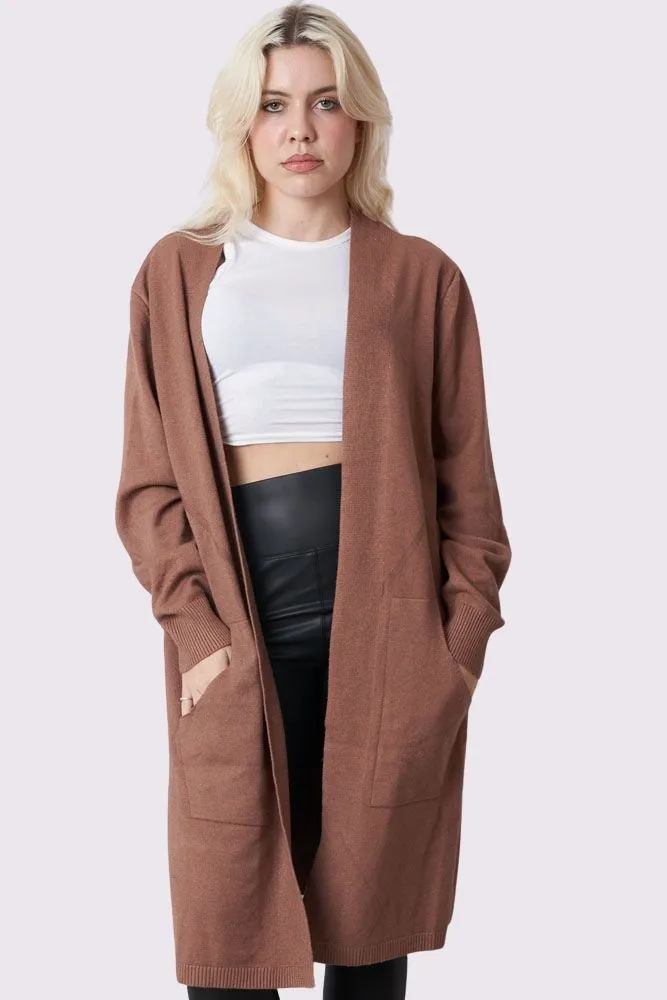 Ribbed Open Front Longline Cardigan