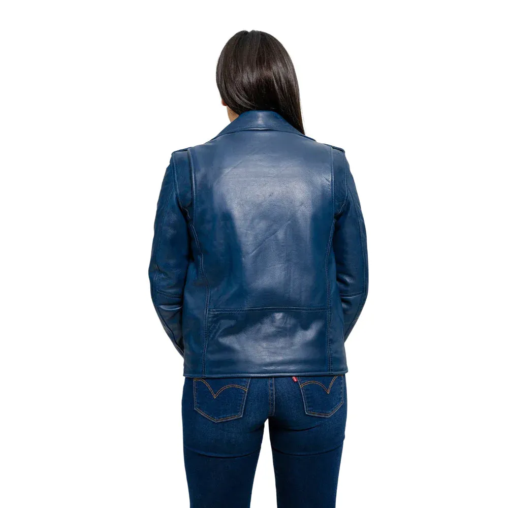 Rockstar - Womens Leather Jacket - Blue