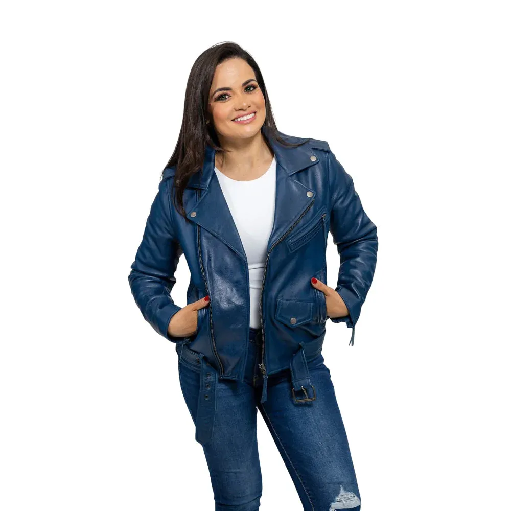 Rockstar - Womens Leather Jacket - Blue