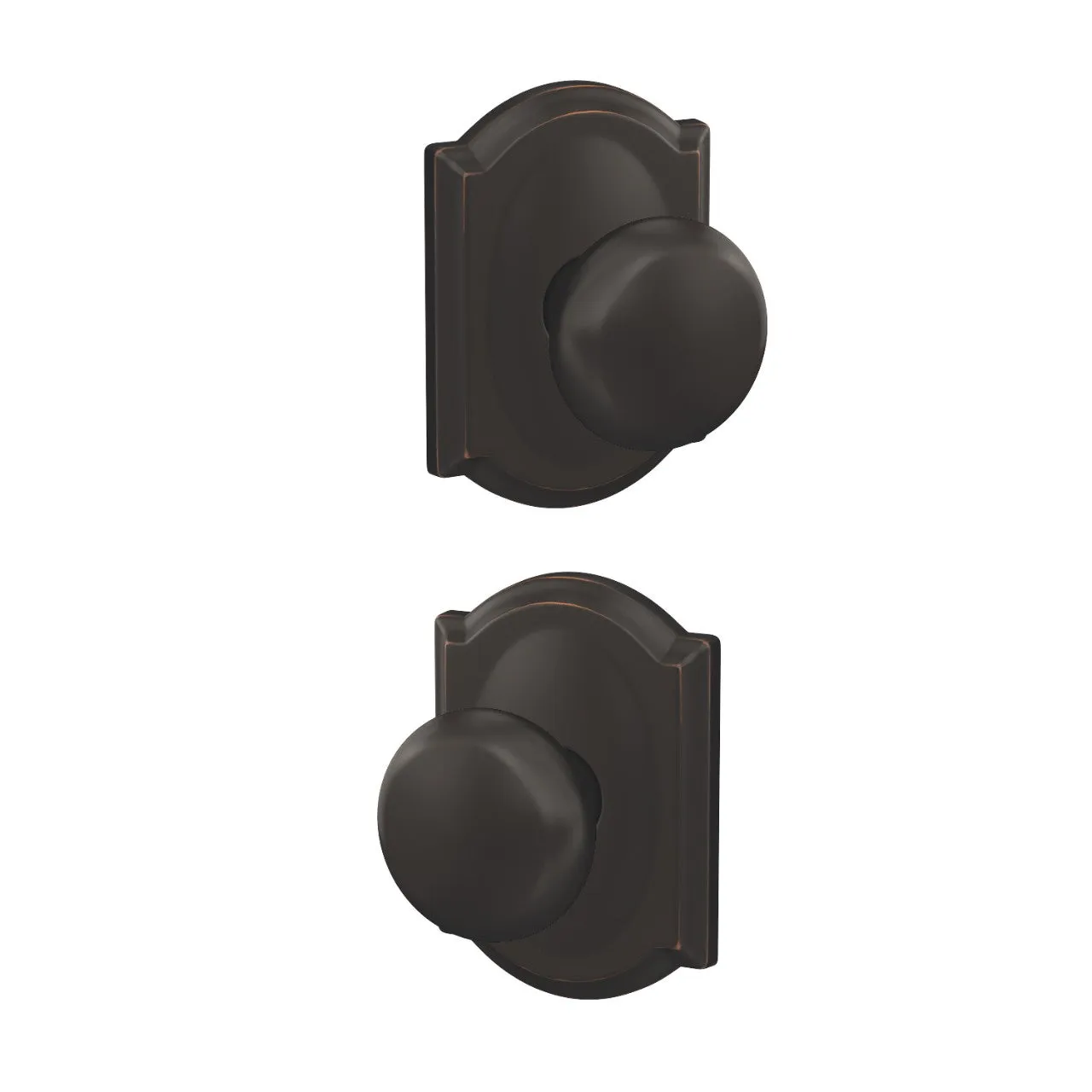 Schlage Custom Plymouth Knob Combined Interior Hall-Closet and Bed-Bath Lock Camelot Trim