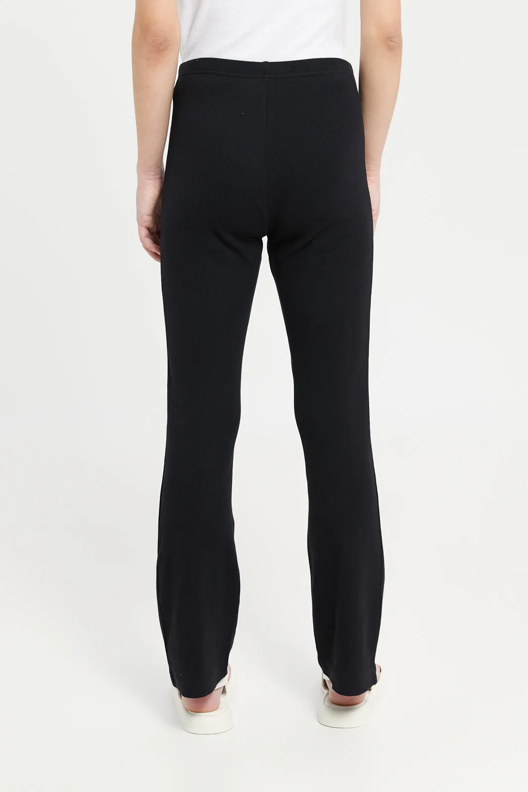 Senior Girls Black Flared Leggings