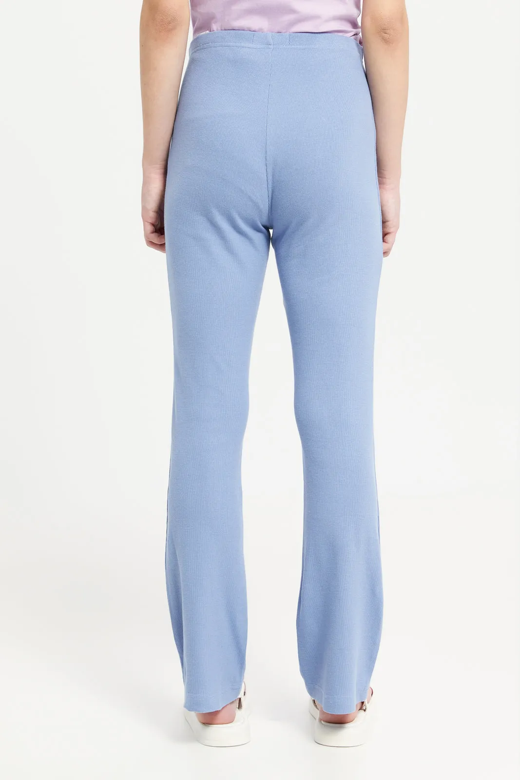 Senior Girls Blue Flared Leggings