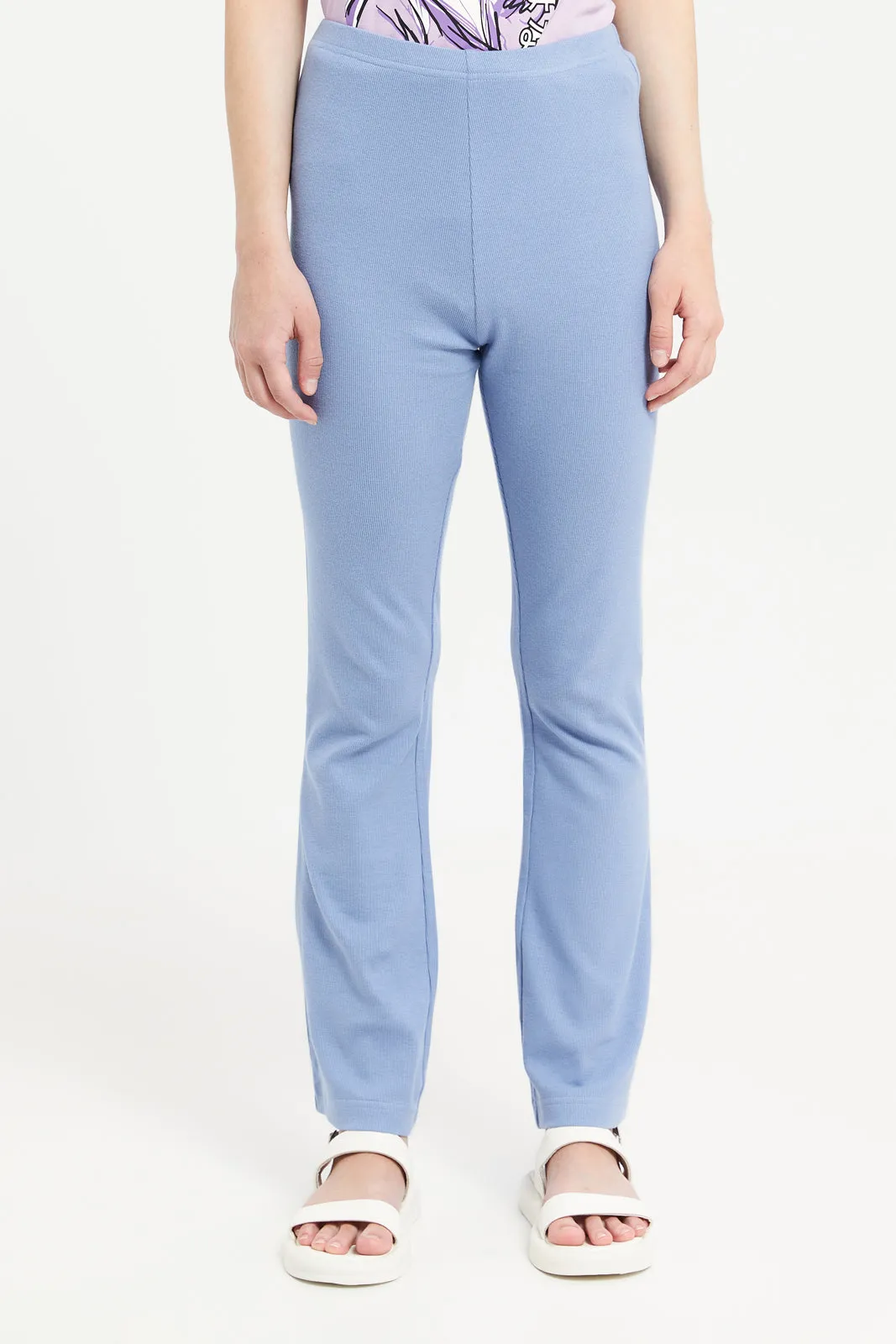 Senior Girls Blue Flared Leggings