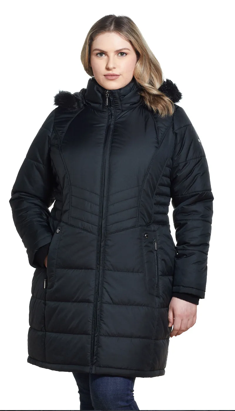 SHAPED QUILTED 3/4 PUFFER COAT