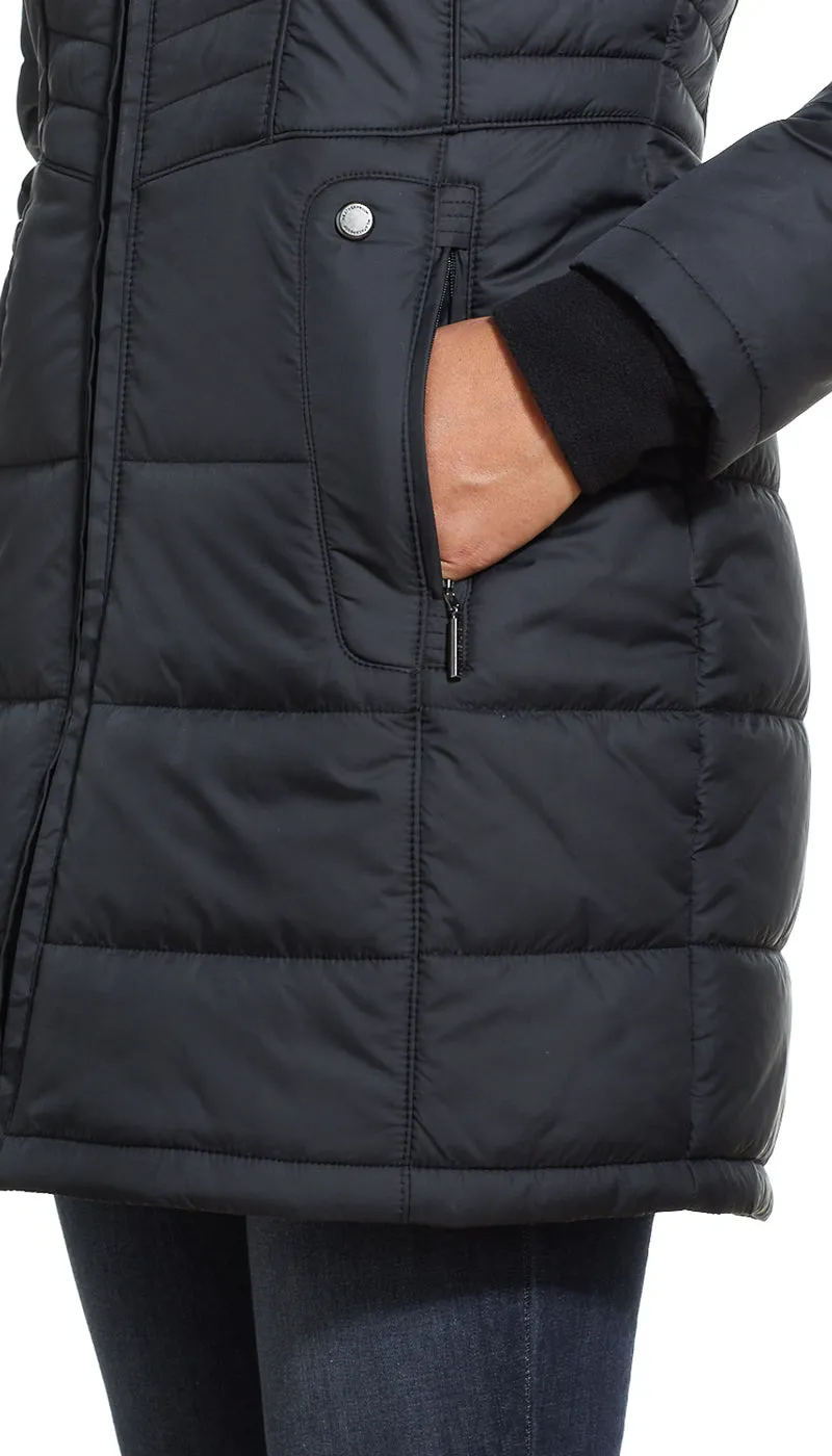 SHAPED QUILTED 3/4 PUFFER COAT