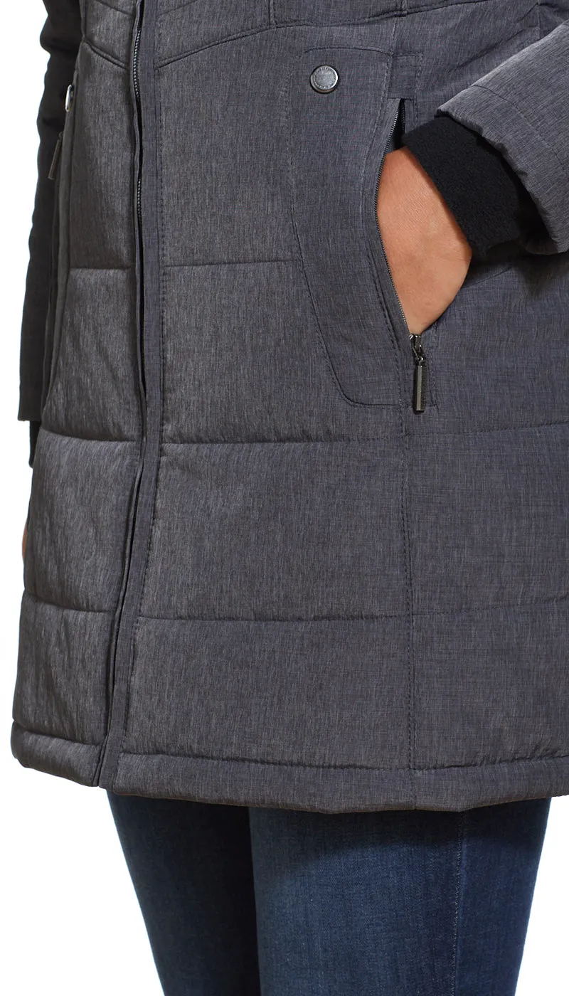 SHAPED QUILTED 3/4 PUFFER COAT