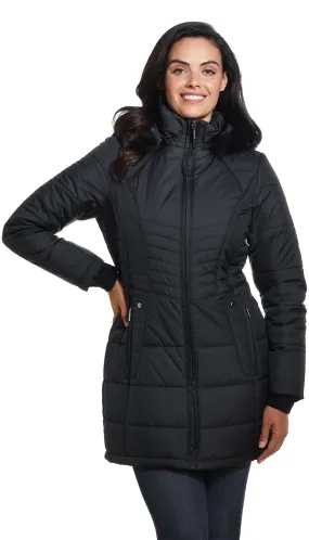 SHAPED QUILTED 3/4 PUFFER COAT