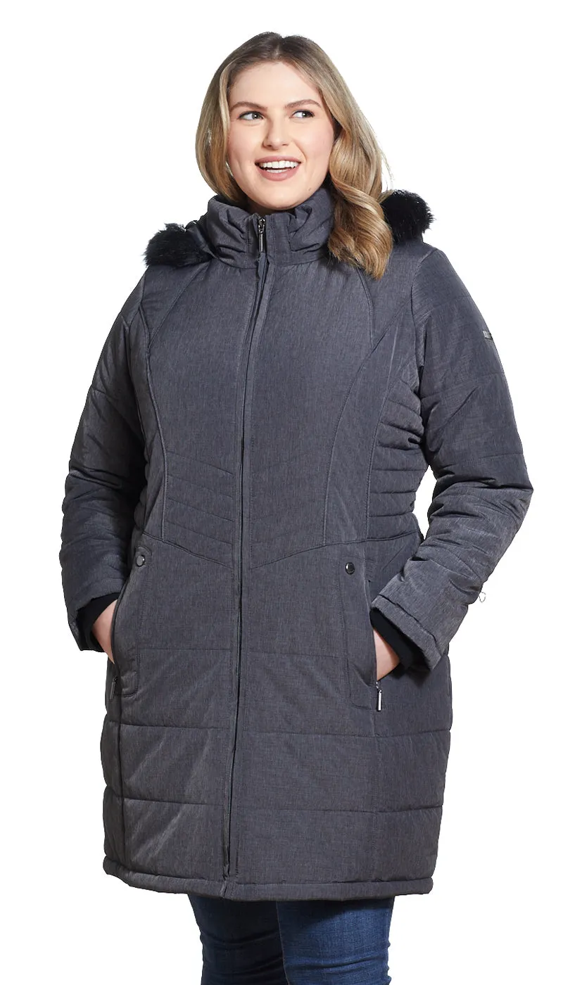 SHAPED QUILTED 3/4 PUFFER COAT