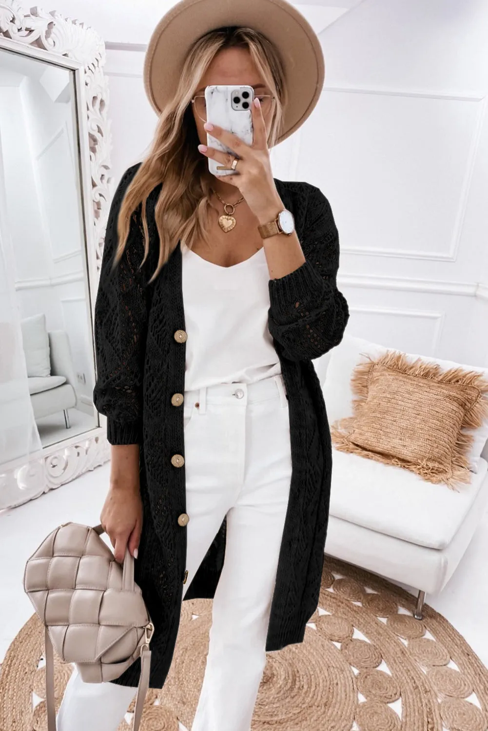 Slaying V-Neck Long Sleeve Cardigan