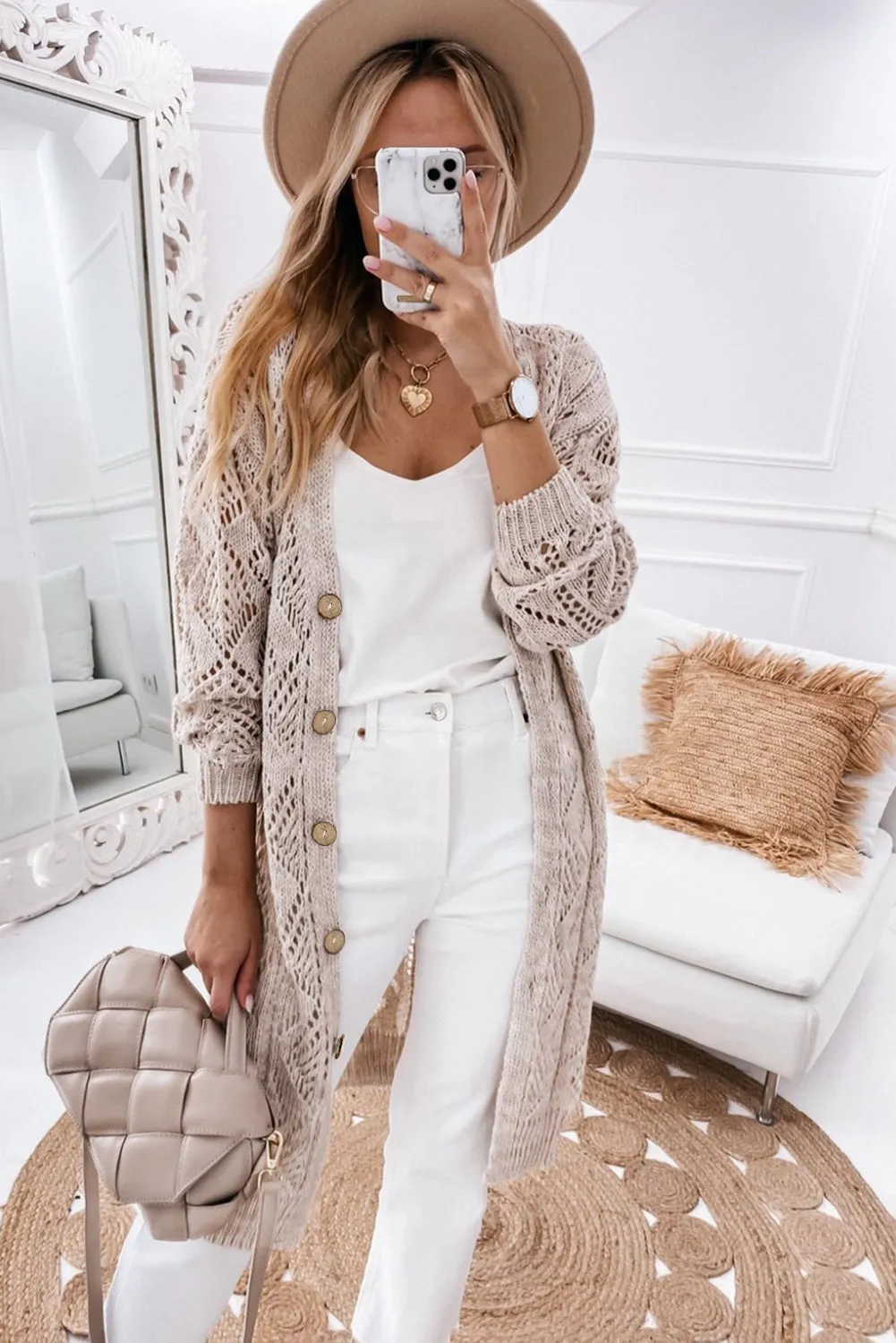 Slaying V-Neck Long Sleeve Cardigan