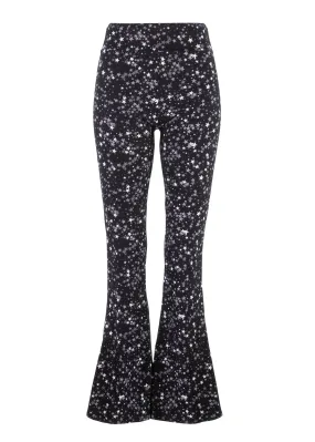 Stardust Star Print Bell Bottoms High Waisted Flared Wide Leg Pants