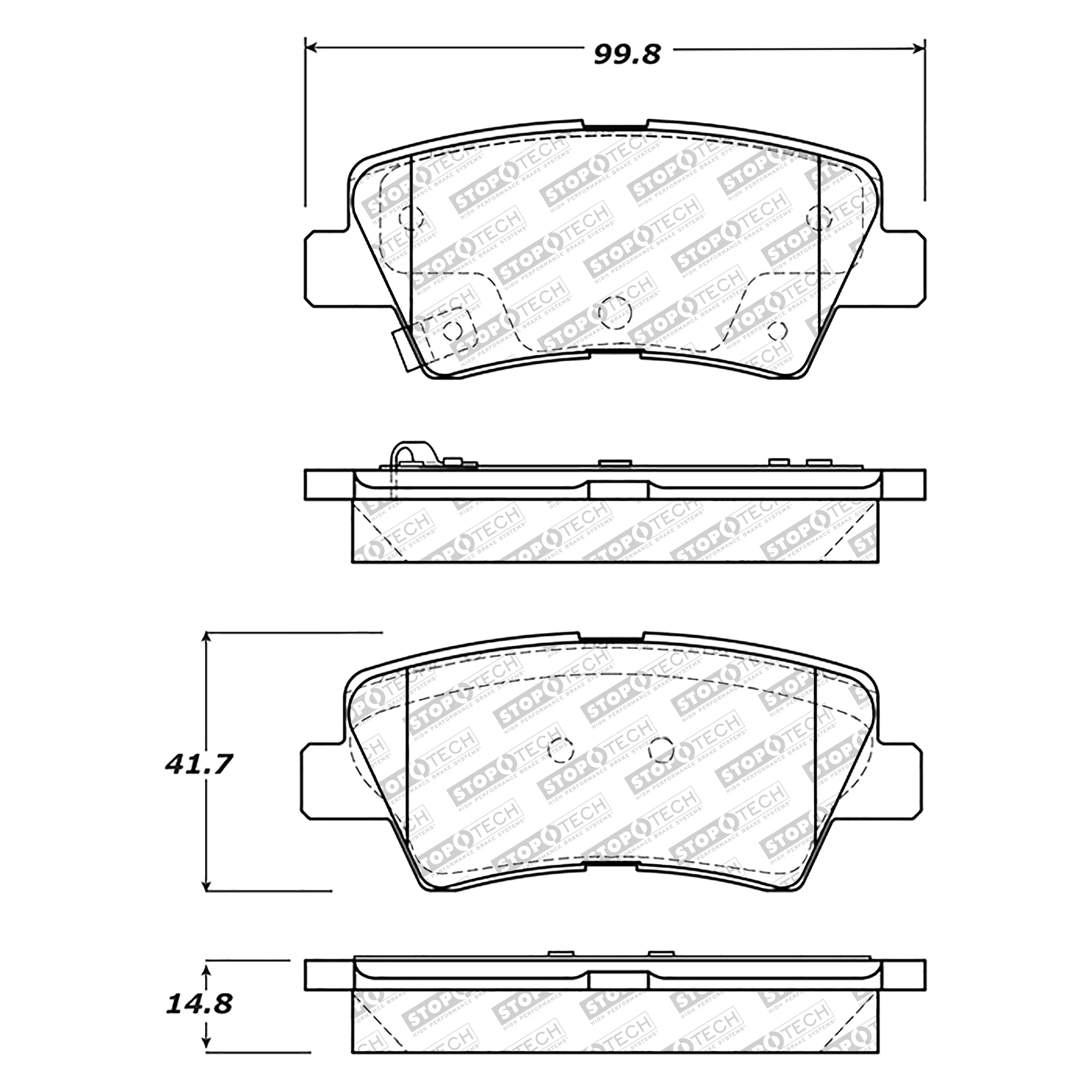 StopTech Street Select Brake Pads Kia Cadenza (14-16) [Rear w/ Hardware] 305.15940