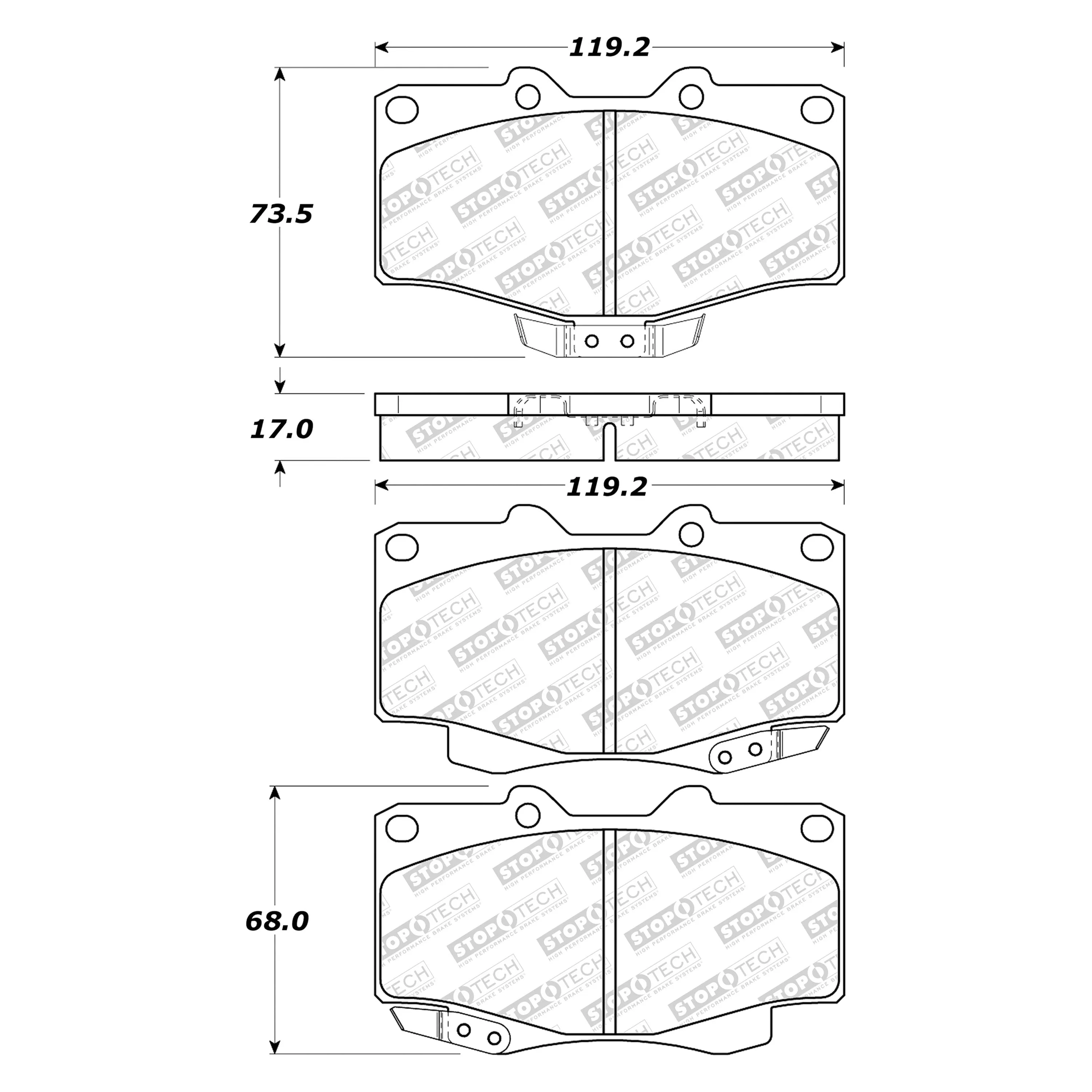 StopTech Street Select Brake Pads Toyota 4Runner (95-02) [Front w/ Hardware] 305.04360