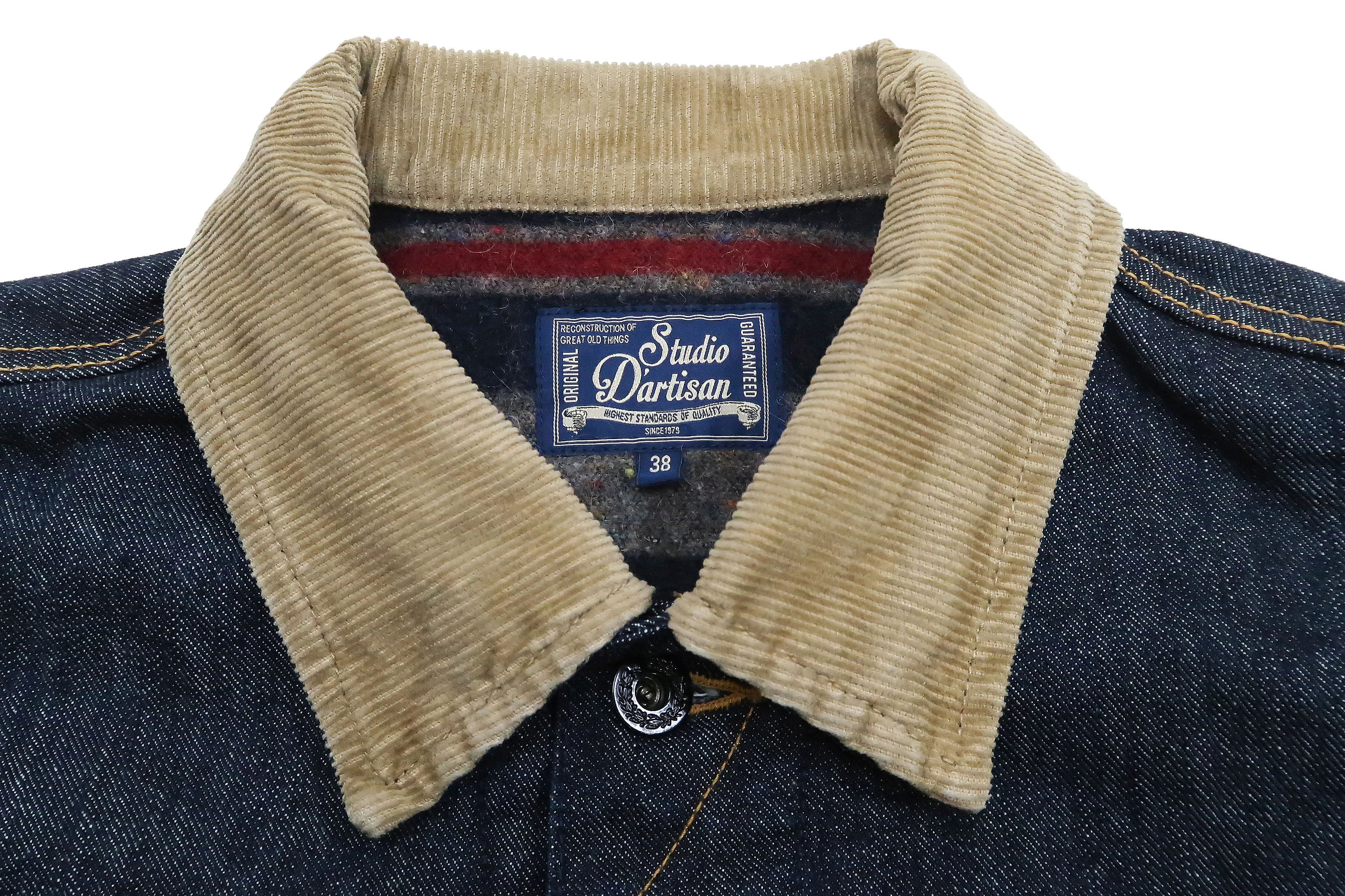 Studio D'artisan Blanket Lined Denim Jacket Men's Modify Version of Lee 101 Storm Rider Jacket D4187 One-Wash