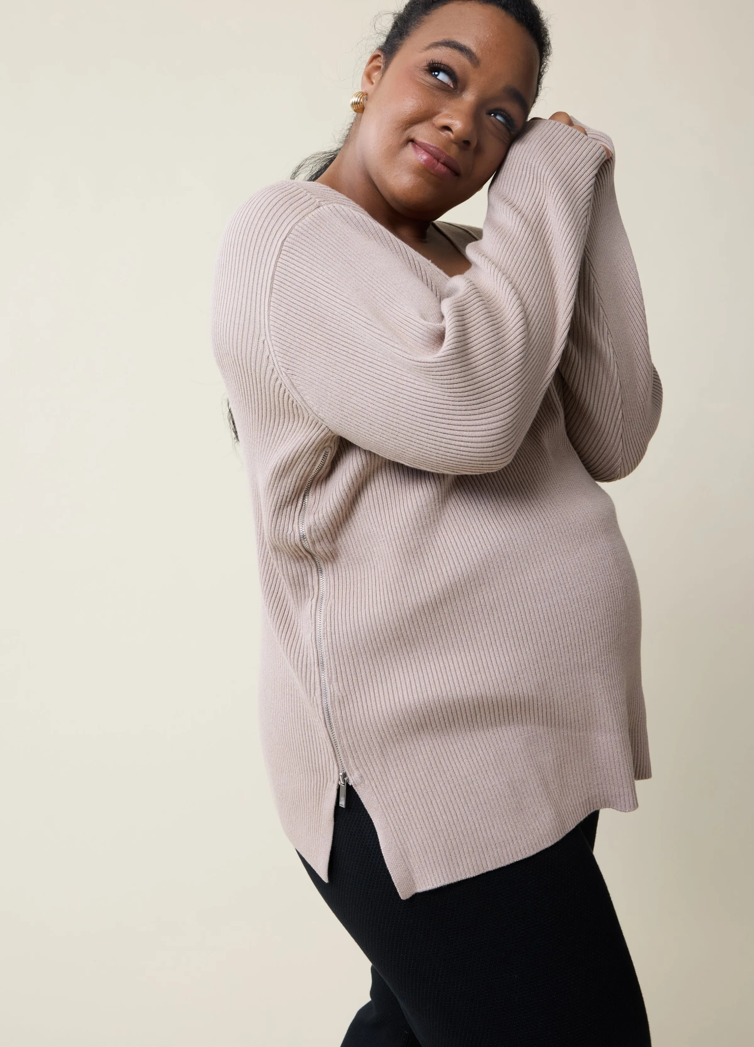 The EveryWear Side Zip Maternity   Nursing Sweater