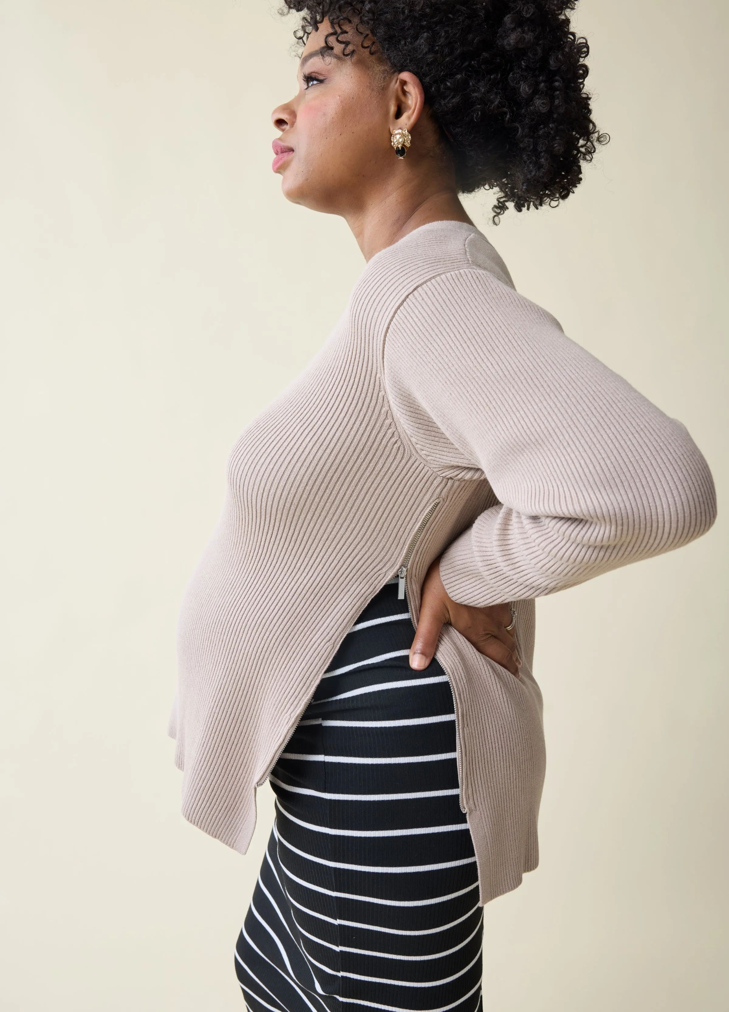 The EveryWear Side Zip Maternity   Nursing Sweater