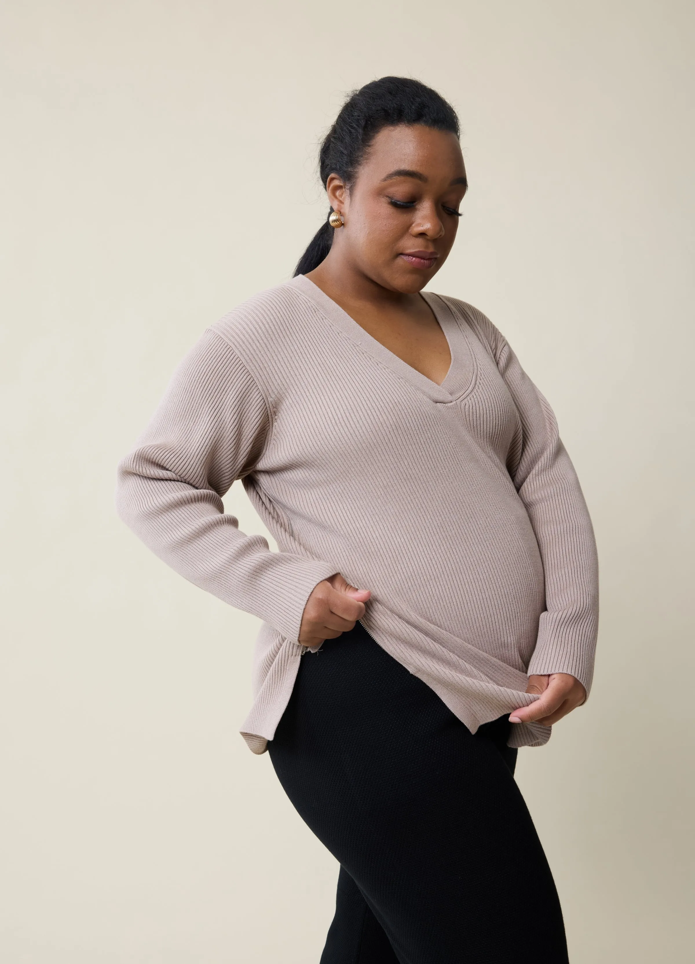 The EveryWear Side Zip Maternity   Nursing Sweater