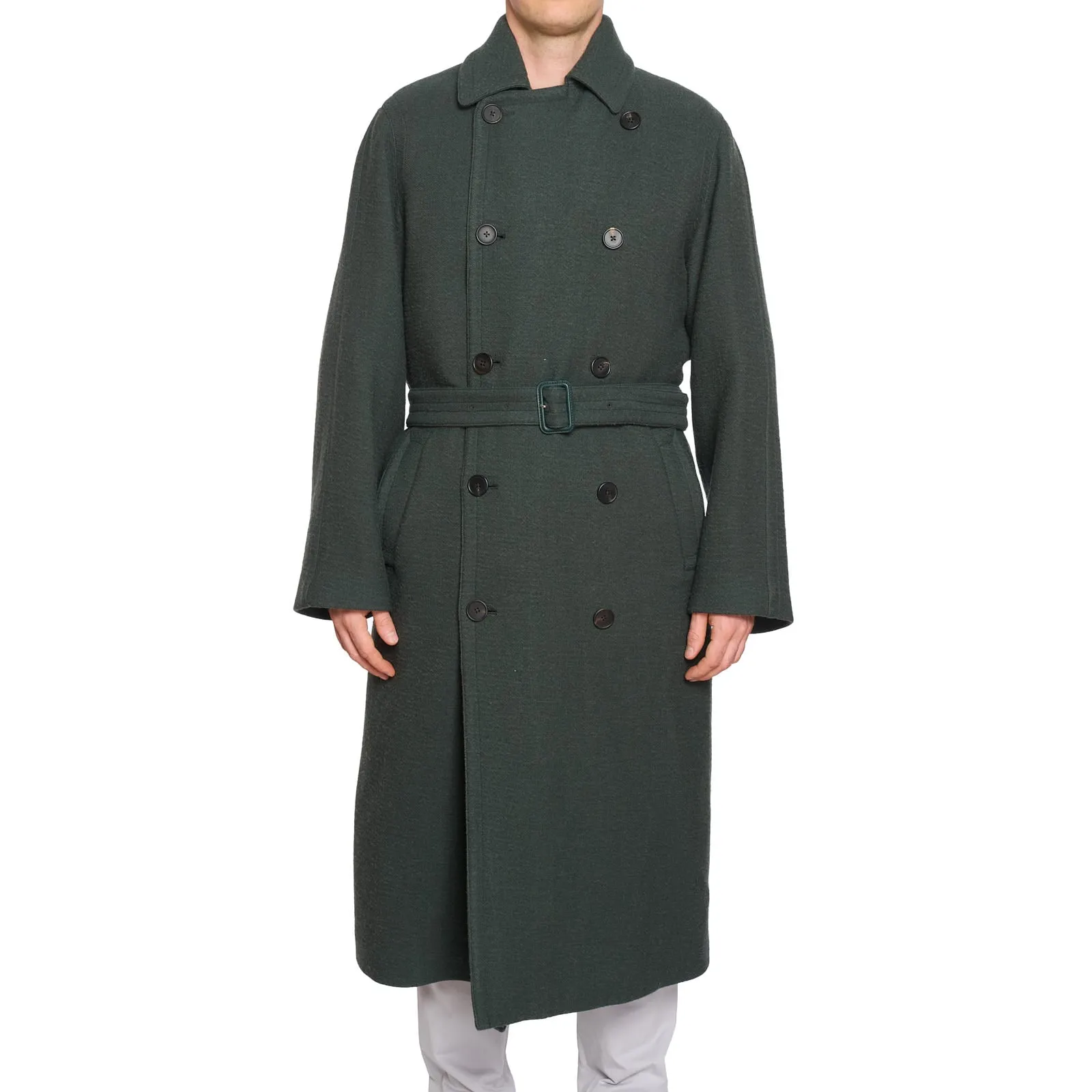 THE ROW Green BETZO Removable Lining Double Breasted Coat NEW L