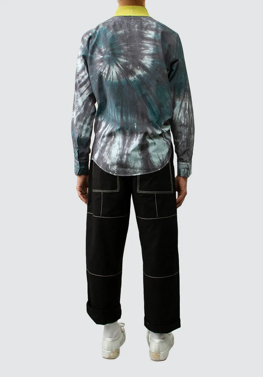 Tie Dye Shirt with Knit Collar | Blue