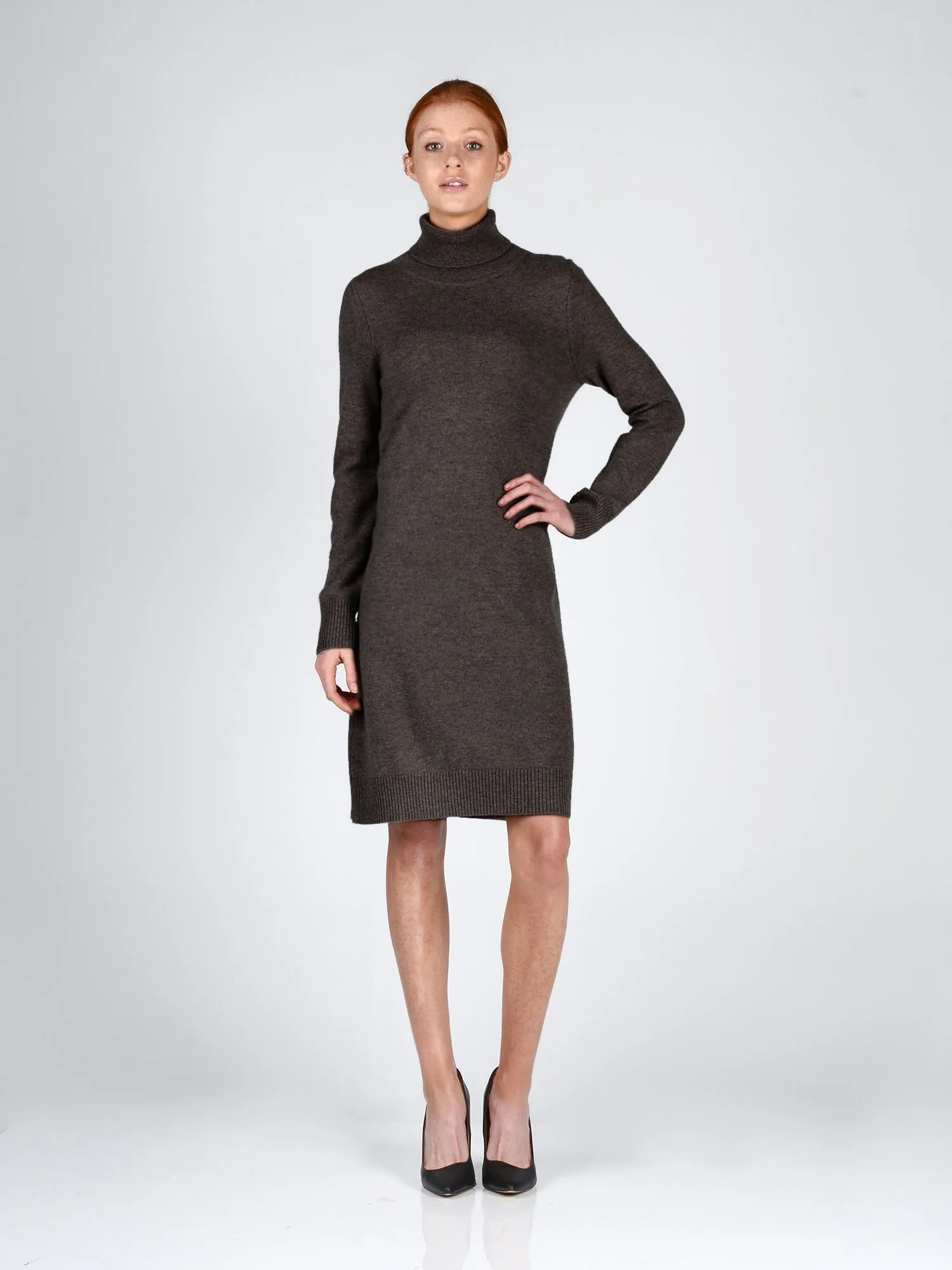 Turtleneck Slimfit Dress_Cocoa Brown