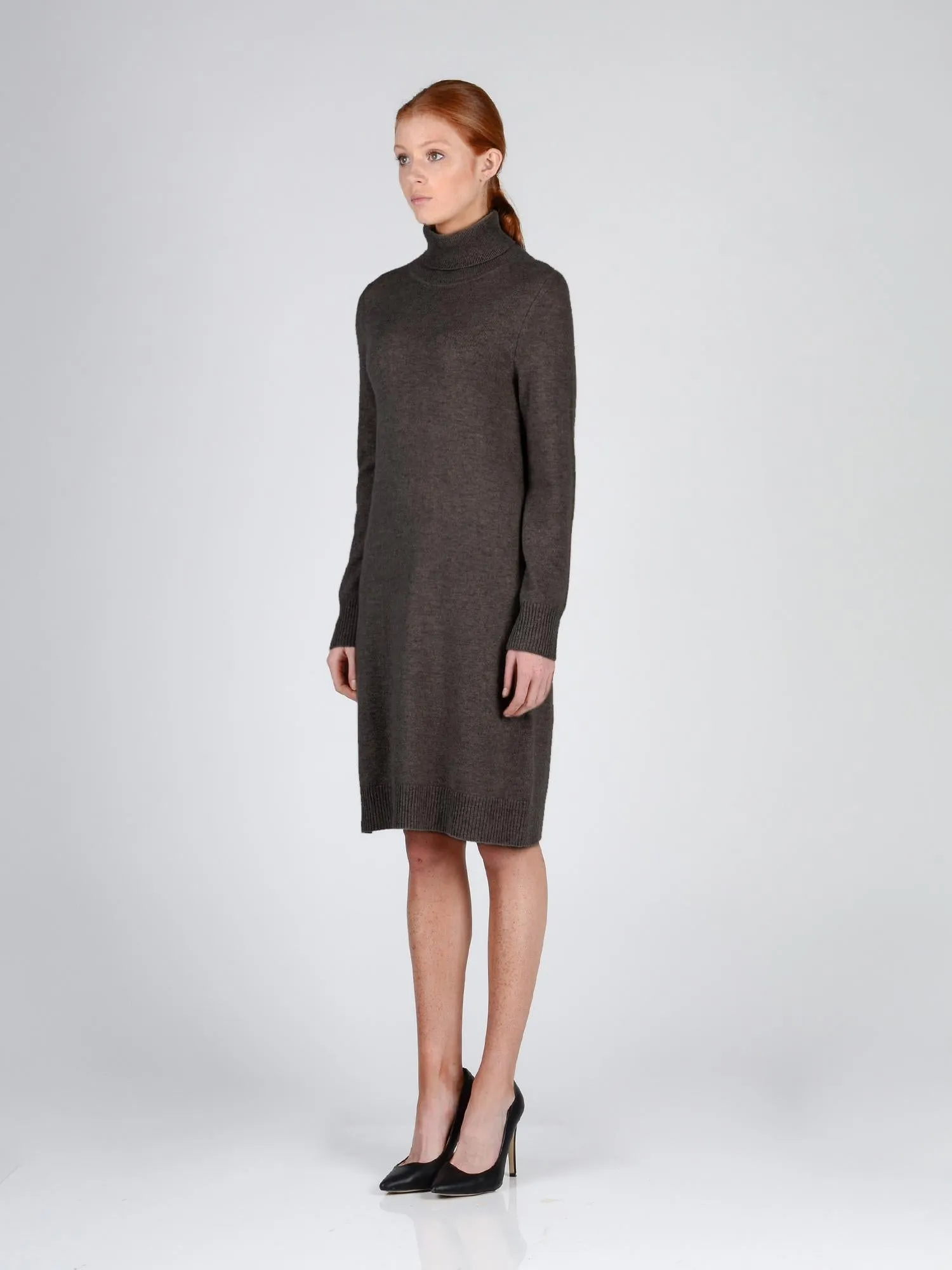 Turtleneck Slimfit Dress_Cocoa Brown