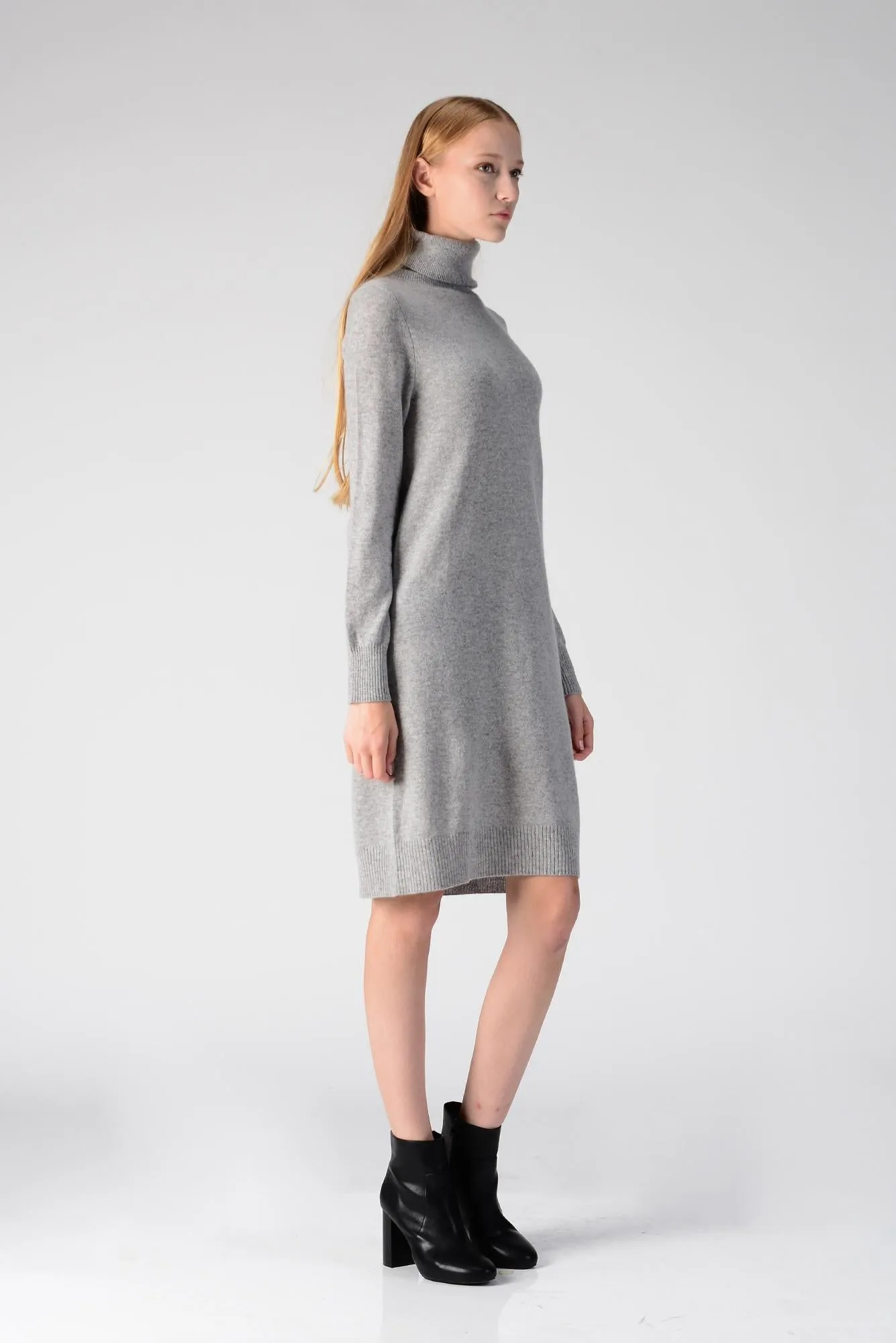 Turtleneck Slimfit Dress_Light Grey