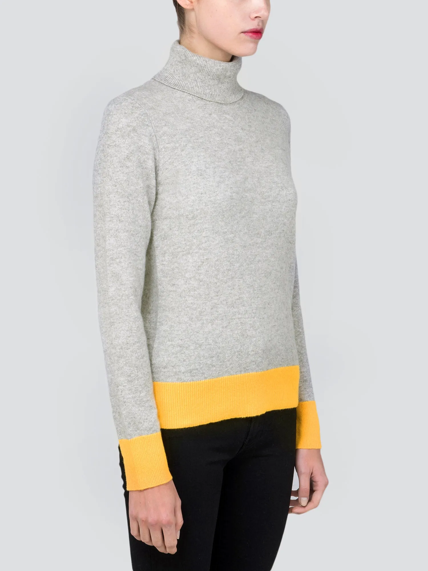 Turtleneck Slimfit Sweater_CB_Light Grey/Yellow