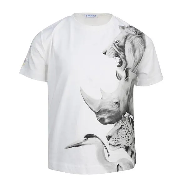 WHITE GRAPHIC SHORT SLEEVE T-SHIRT FOR BOYS