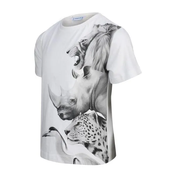 WHITE GRAPHIC SHORT SLEEVE T-SHIRT FOR BOYS