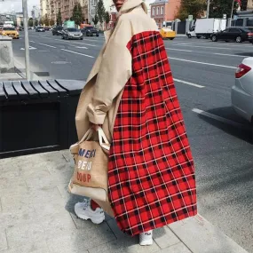 Windbreaker Plaid Open Stitch Coat