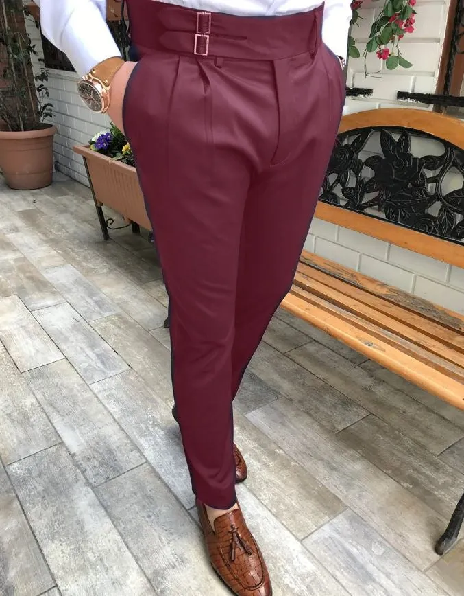 Wine Double Buckle Formal Gurkha Pants by ITALIAN VEGA®