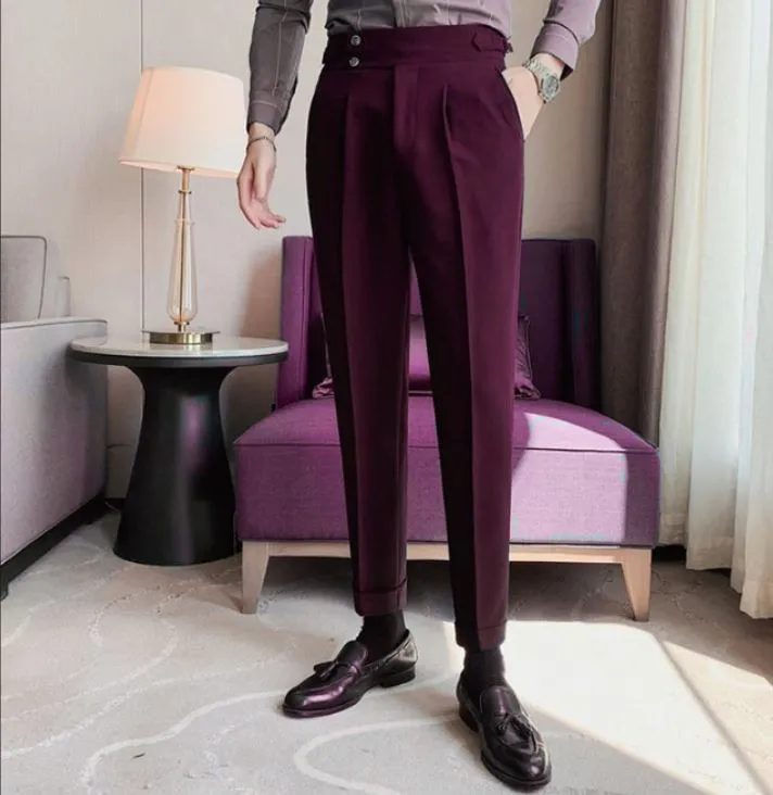 Wine Signature Buttoned Formal Gurkha Pants by ITALIAN VEGA®