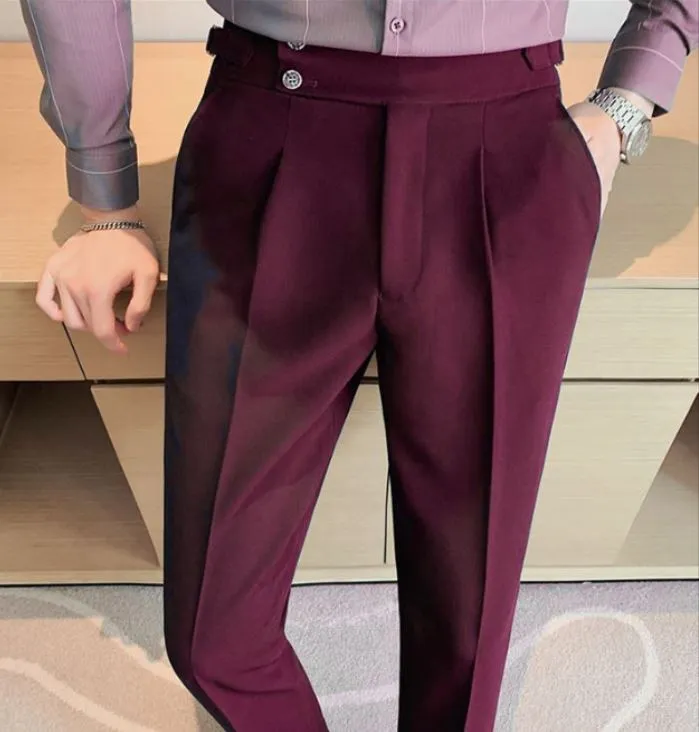 Wine Signature Buttoned Gurkha Pants by Italian Vega®