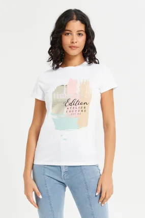 Women White Limited Edition Embellished T-Shirt