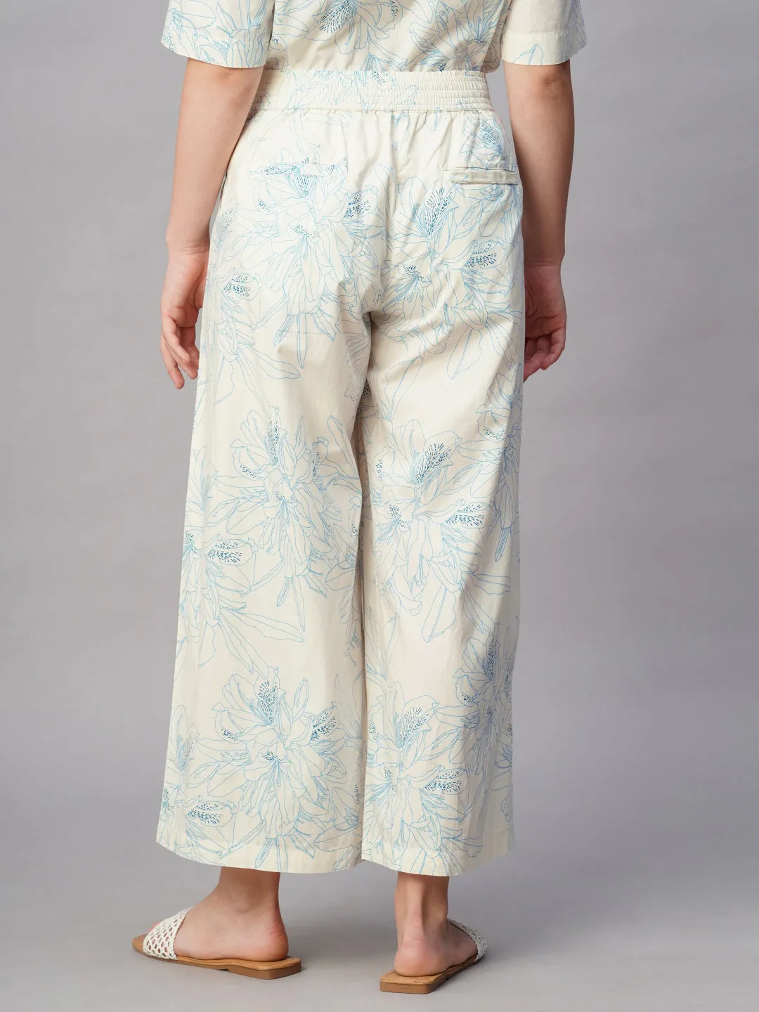 Women's Blue Cotton Regular Fit Culotte