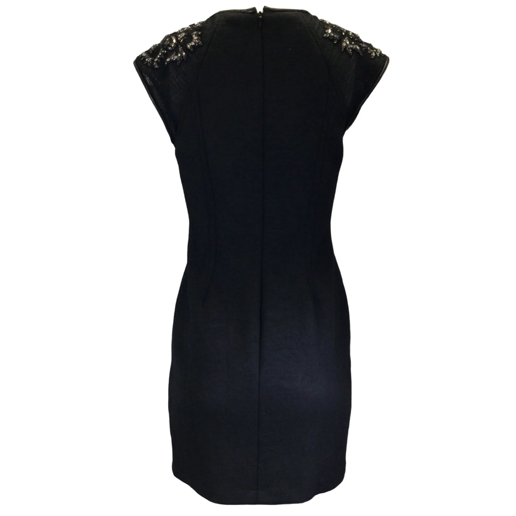 Yigal Azrouel Black Bejeweled Mesh Detail Knit Dress