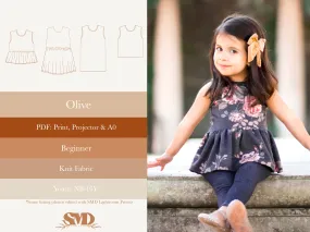 Youth Olive Tank Top and Dress Digital Sewing Pattern Sizes NB-16Y