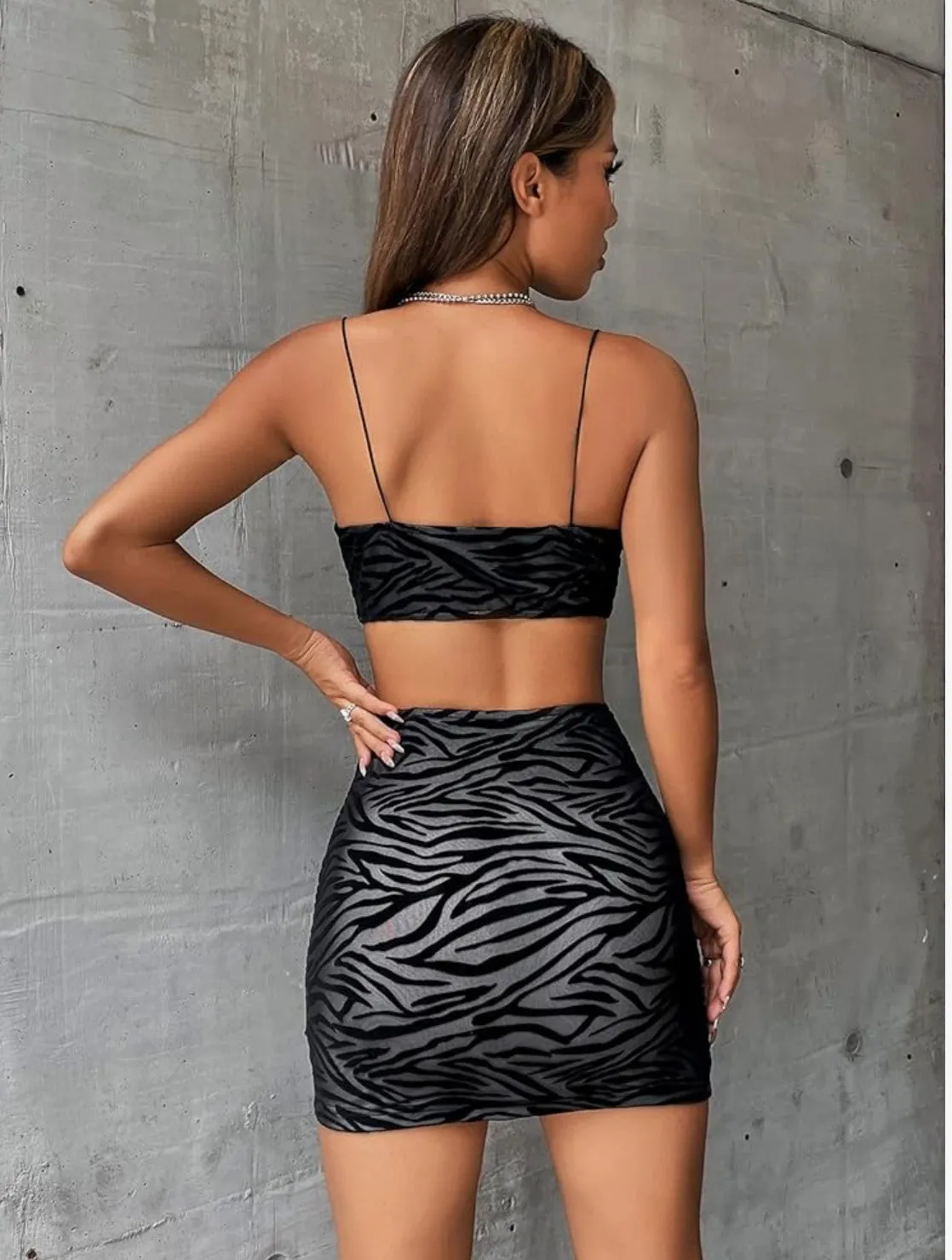 Zebra Print Cut Out Strappy Mini Dress