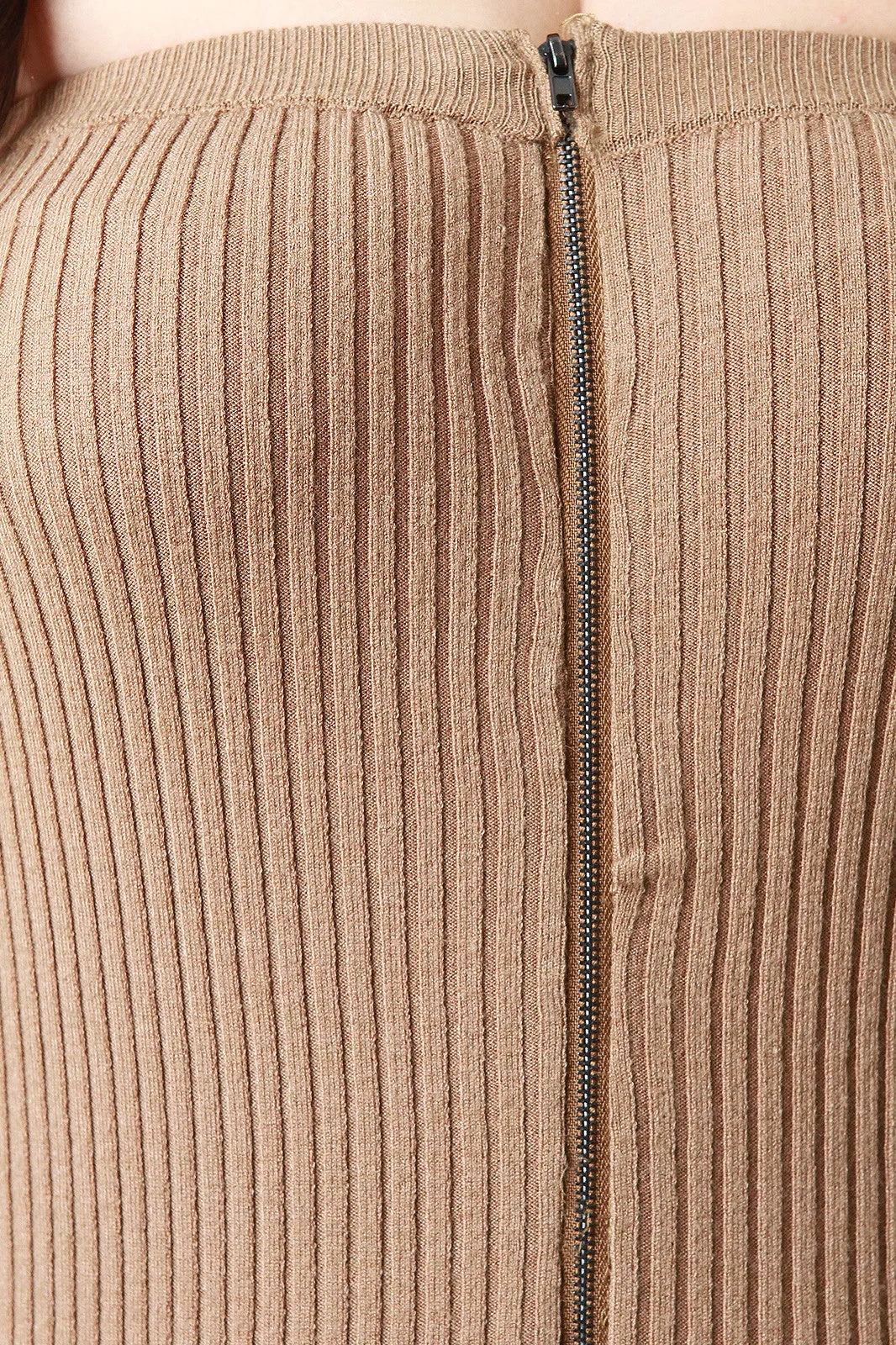 Zipper Front Ribbed Knit Tube Dress